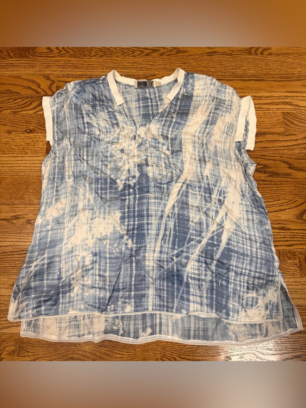 Go by GoSilk Plaid Tie Dye 100% Silk Top (L) & Jogger Pant (M) Matching Set - Picture 2 of 14